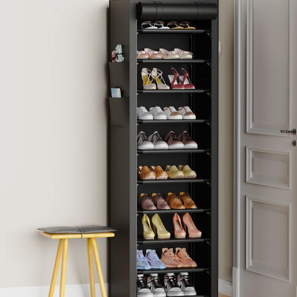 Durable 10-Tier Tall Shoe Organizer with Portable Design - Ideal for Closets - Picture 2 of 7